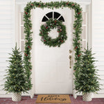 4.5Ft Pre-Lit Green Slender Fir Potted Artificial Christmas Tree - LuxenHome