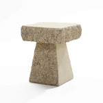 Rock textured cement outdoor side table - LuxenHome