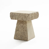 Rock textured cement outdoor side table - LuxenHome