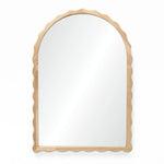 Introducing the 34-inch Arch Mirror, featuring a scalloped edge framing crafted from elegant rubberwood. Its arched top adds a touch of sophistication to any space.