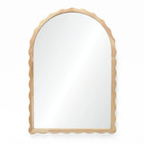 Introducing the 34-inch Arch Mirror, featuring a scalloped edge framing crafted from elegant rubberwood. Its arched top adds a touch of sophistication to any space.