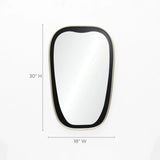 Discover the elegance of this contemporary mirror, featuring an oblong shape with a sleek black frame. Measuring 30 inches high and 18 inches wide, it stands out beautifully against a white background.