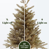 Pre-Lit Gold Branches Pine Christmas Tree with Pot,3Ft