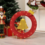 Bell lighted wreath outdoor christmas decoration, 1.9 ft tall - LuxenHome