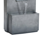 Modern gray resin outdoor waterfall fountain - LuxenHome