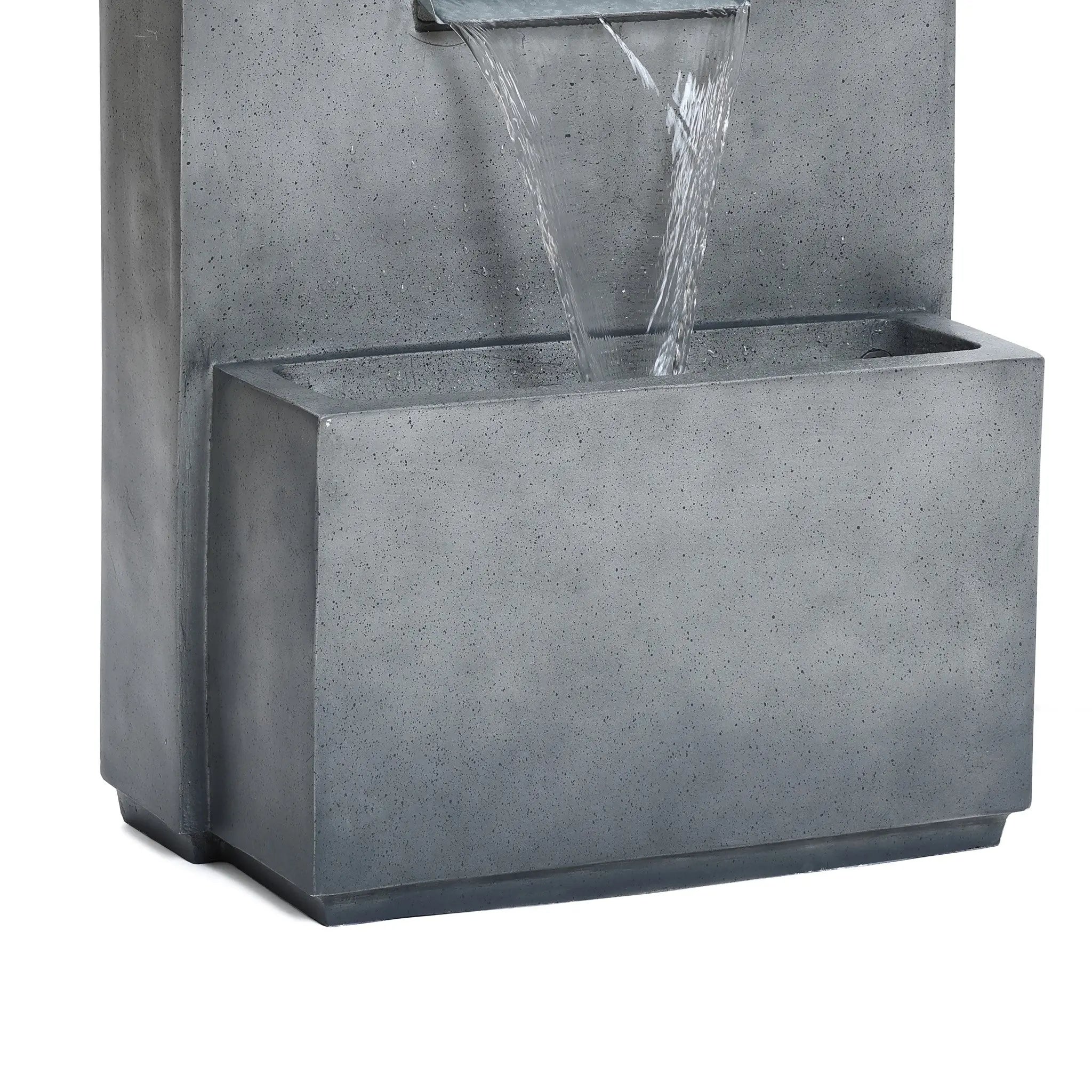 Modern gray resin outdoor waterfall fountain - LuxenHome