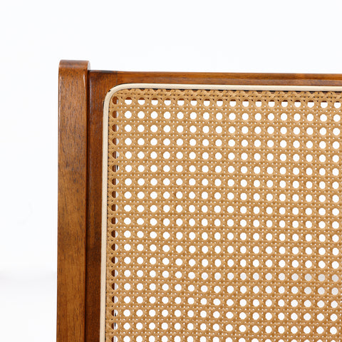close up of rattan backrest of the bamford accent chair