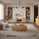 Eric oak finish coffee table with storage - LuxenHome