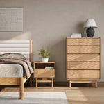 Eric oak finish nightstand with drawer, 22.64"h - LuxenHome