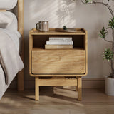 Eric oak finish nightstand with drawer, 22.64"h - LuxenHome