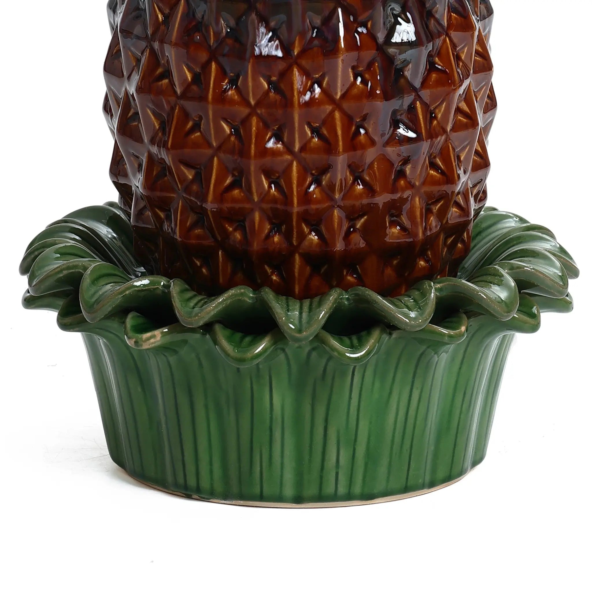 Pineapple ceramic tabletop bubbler water fountain - LuxenHome