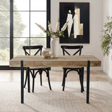 Oak Finish MDF Wood Black Metal Dining Table - LuxenHome