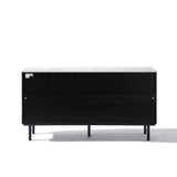 Black manufactured wood sideboard cabinet with marble top - LuxenHome