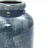 Mediterranean Jar Blue Mottled Round Terracotta Vase,13.8"