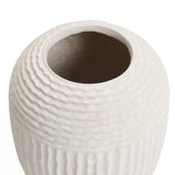 Beige ribbed round MgO Vase, 15.2'' h - LuxenHome