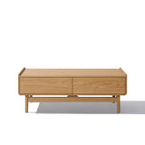 Eric oak finish coffee table with storage - LuxenHome