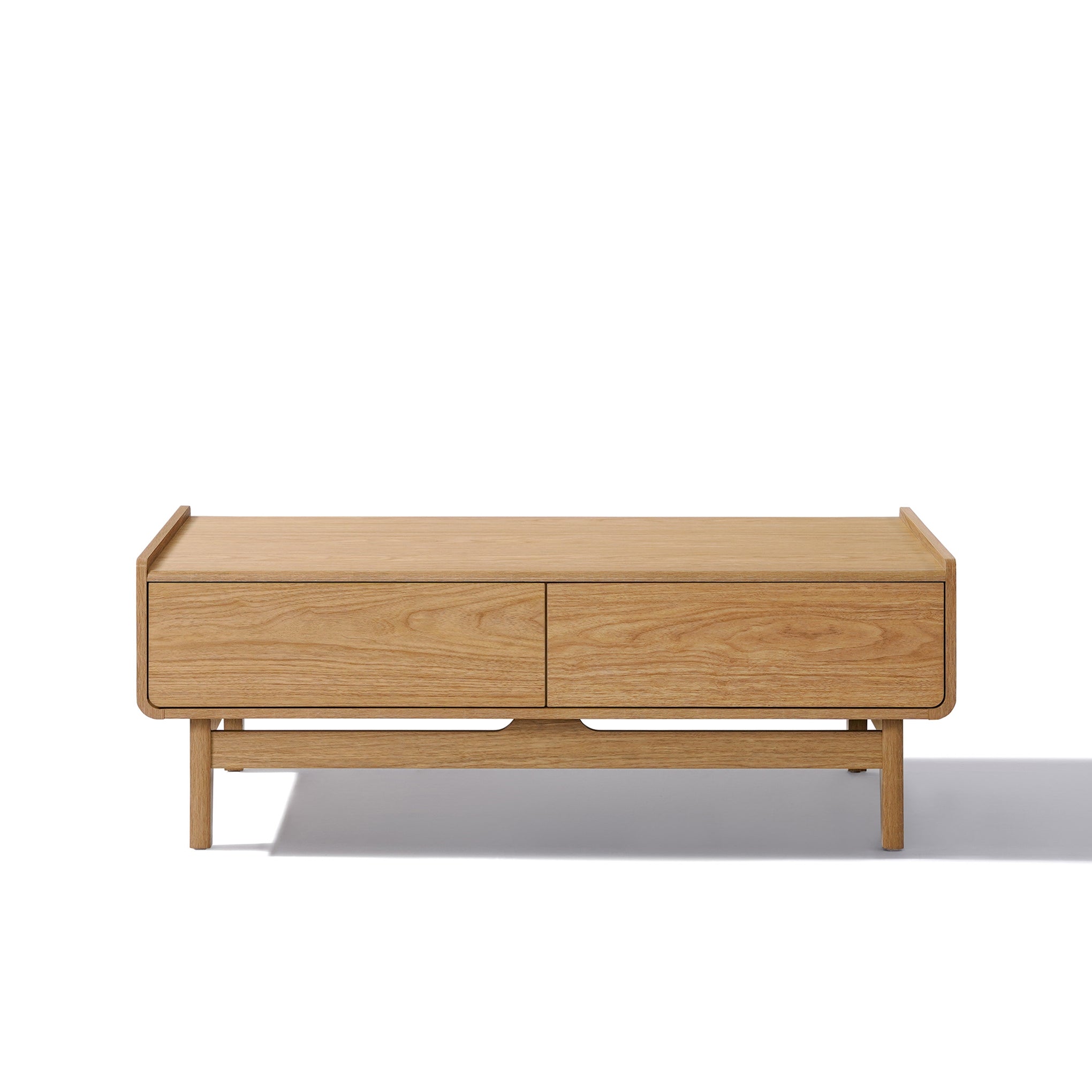 Eric oak finish coffee table with storage - LuxenHome