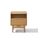 Eric oak finish nightstand with drawer, 22.64"h - LuxenHome