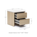 Snowy Oak Faux Travertine Top Nightstand End Table, 21"