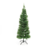 A tall, artificial green Christmas tree with sparse branches on a metal stand, displayed against a white background—perfect for pairing with Artificial Pampas Grass Tree or other Artificial Grass Decor for a unique festive look.