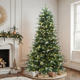 Pre-Lit Green Artificial Christmas Tree with Lights, 7ft