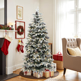 Pre-Lit Flocked Artificial Pine Christmas Tree, 6ft