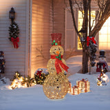 Champagne Gold PET Outdoor Lighted Christmas snowman, 4ft