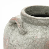 Rustic Gray & Brown Round Terracotta Vase with Handles,13.4''