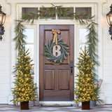 Pre-Lit Green Pine Christmas Tree with Square Pot,5ft