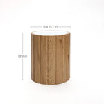 Marko wood grain round end table with faux marble top - LuxenHome