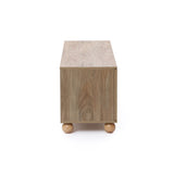 Natural Finish Engineered Wood TV Stand with Pine Legs, 55"
