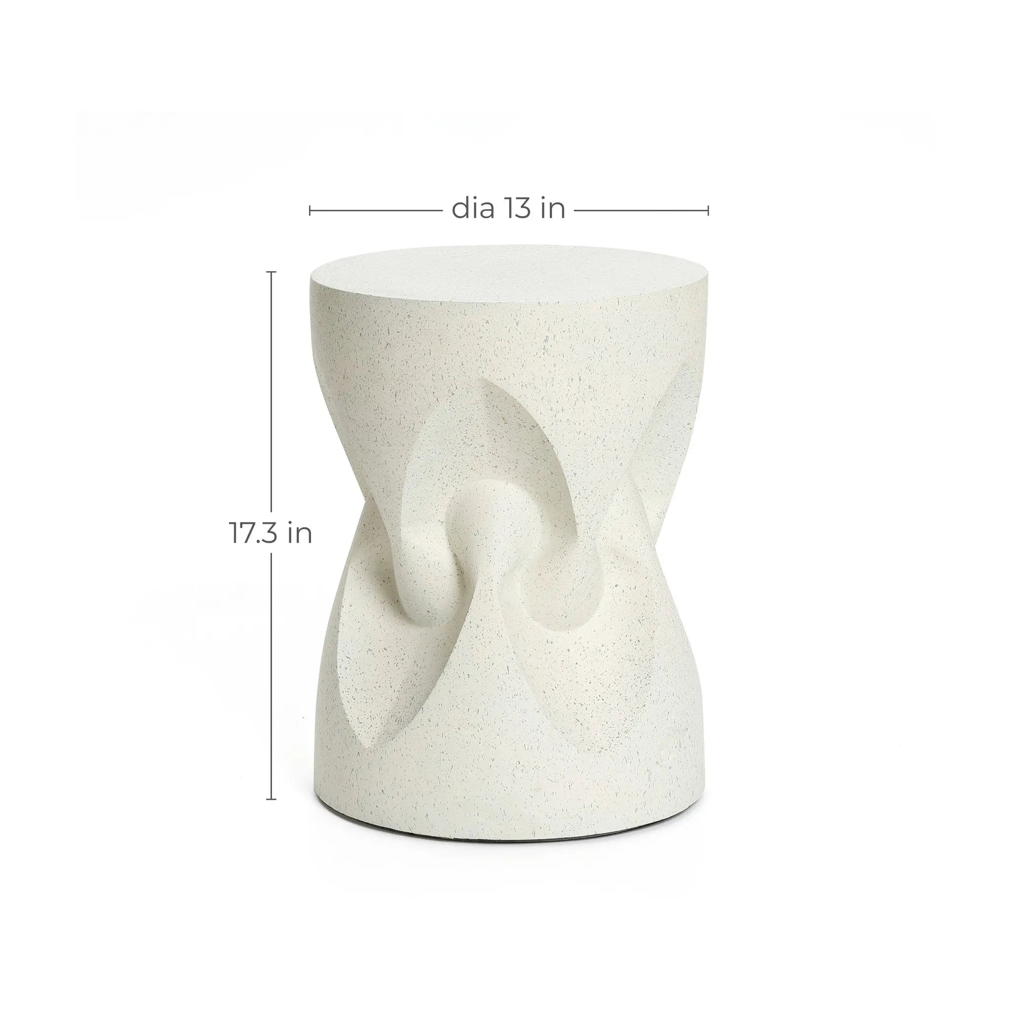 White speckled spade round cement side table - LuxenHome