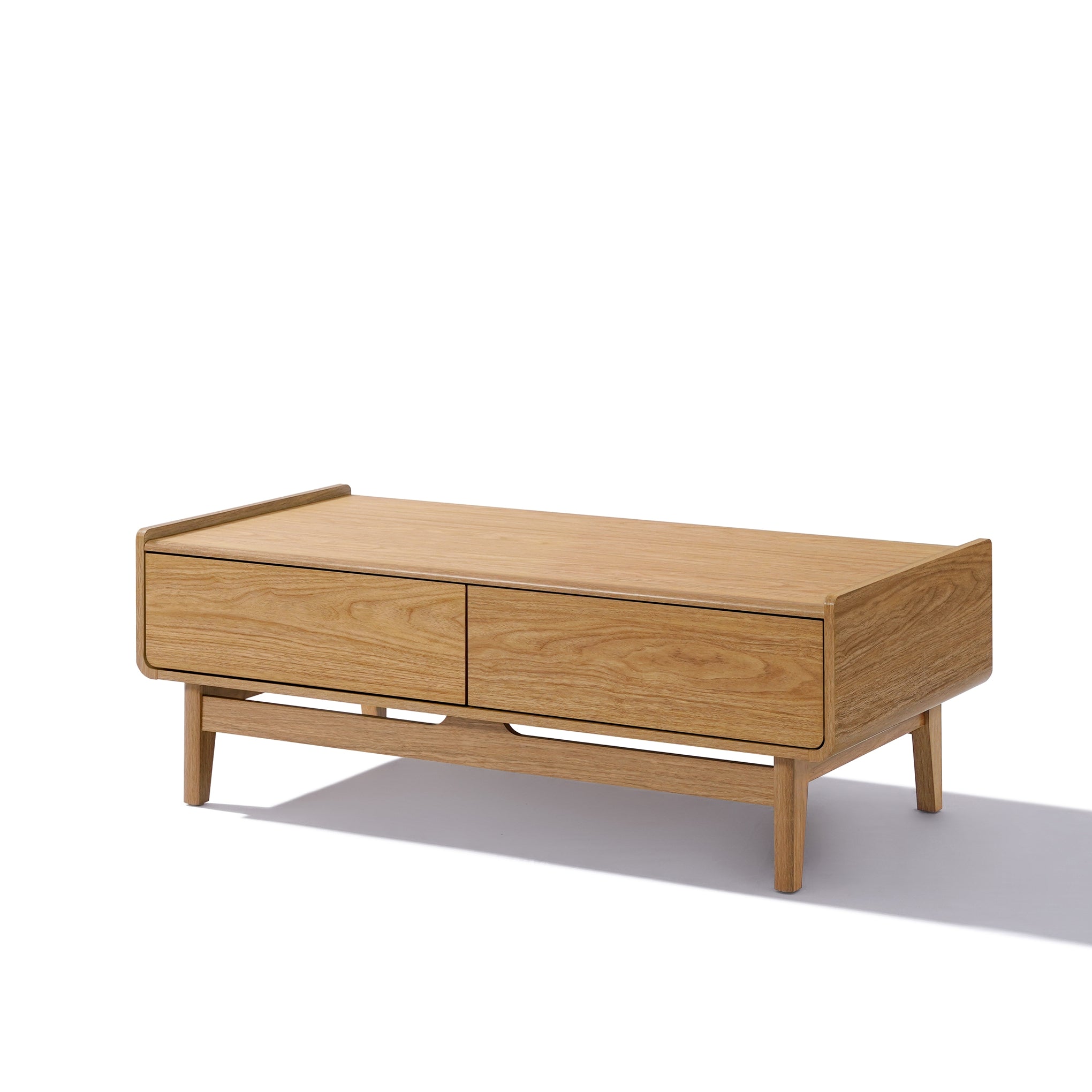 Eric oak finish coffee table with storage - LuxenHome