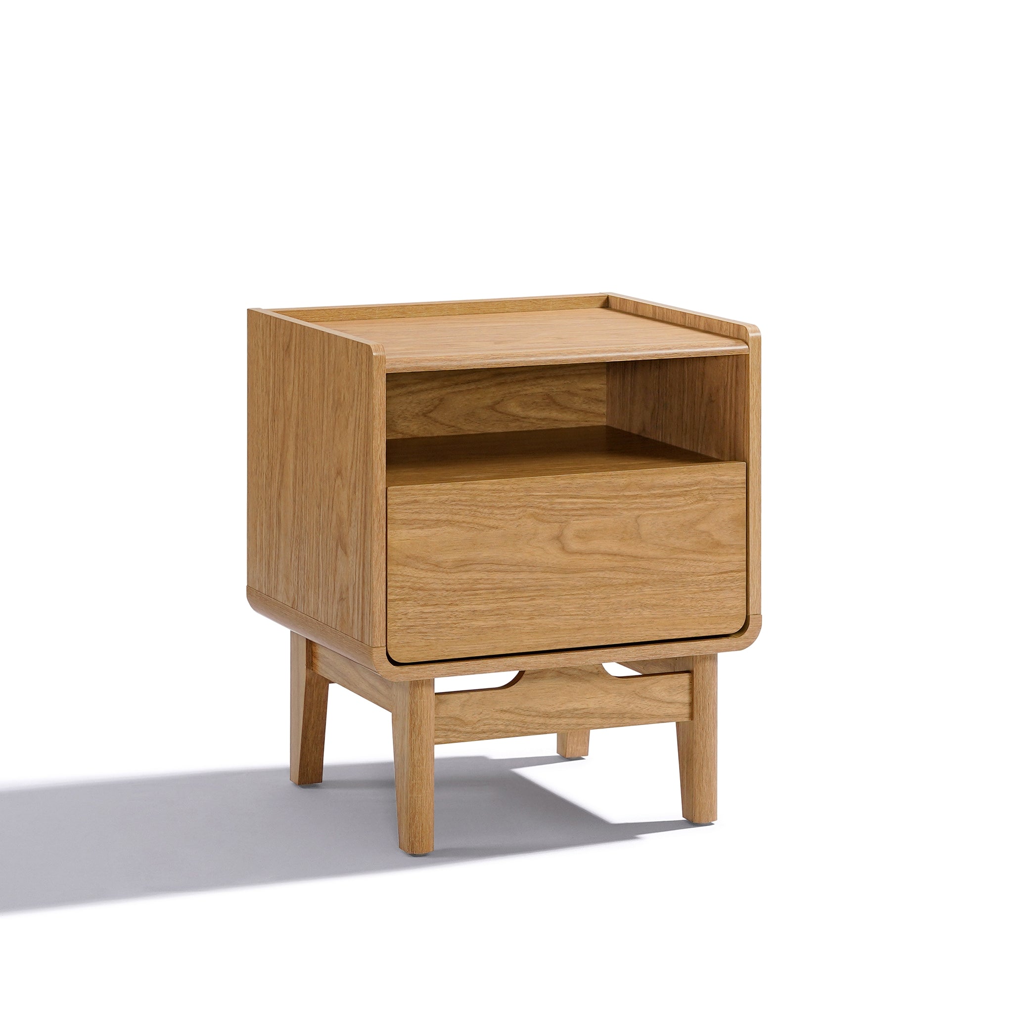 Eric oak finish nightstand with drawer, 22.64"h - LuxenHome