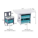 Kids Art Play Activity Table, Blue & Gray - LuxenHome