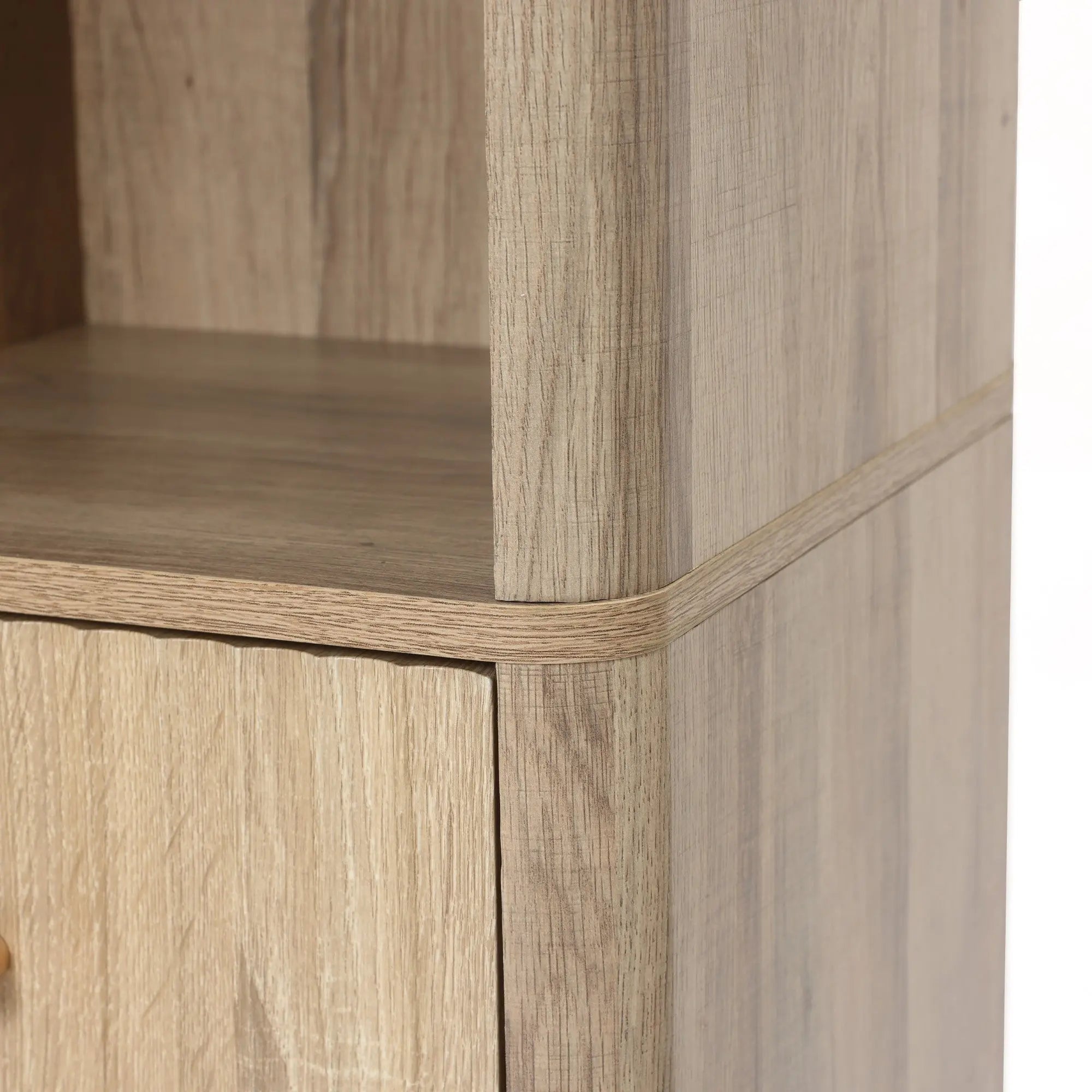 Priya natural finish wave linen cabinet - LuxenHome