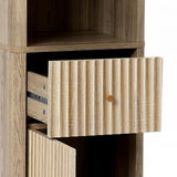 Priya natural finish wave linen cabinet - LuxenHome