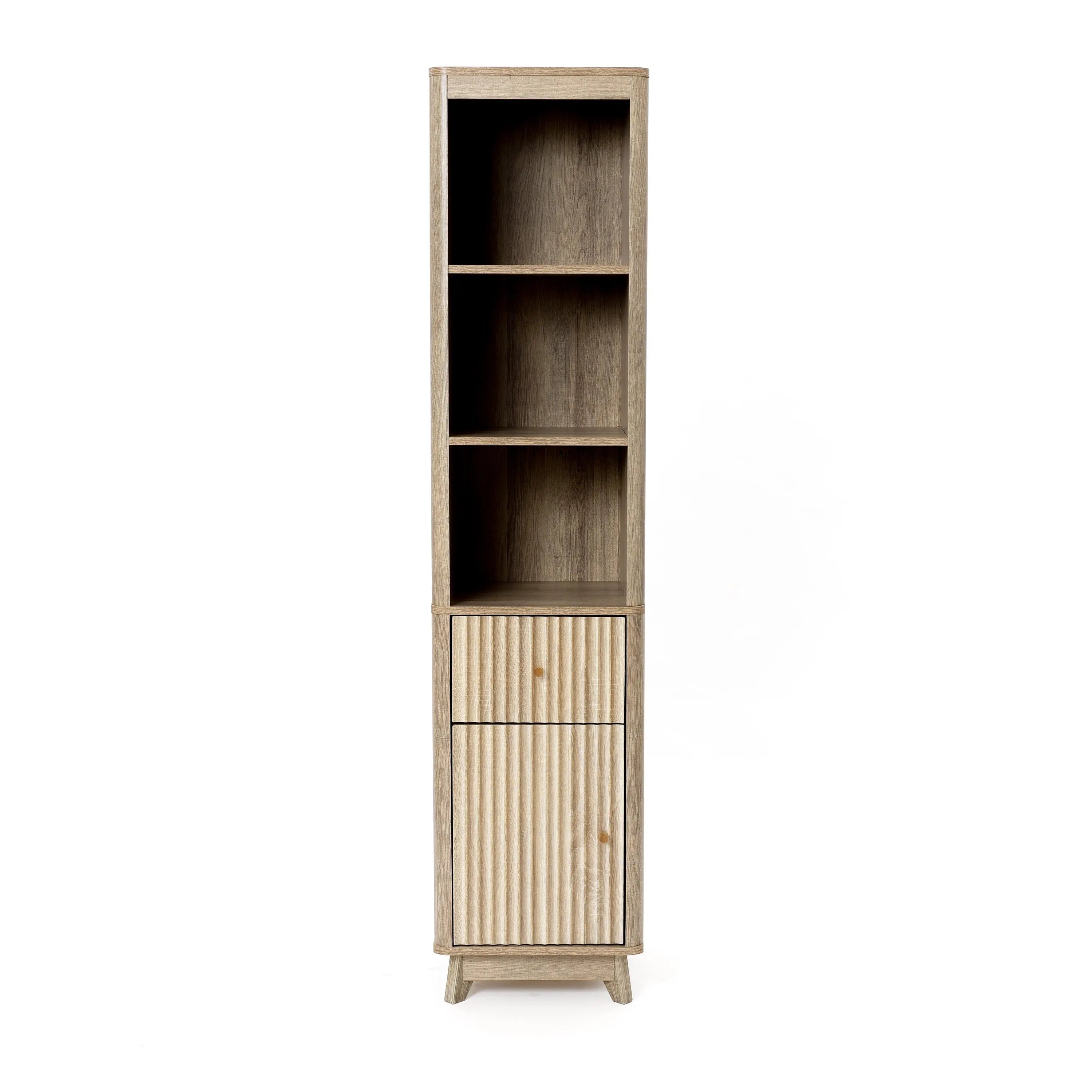 Priya natural finish wave linen cabinet - LuxenHome