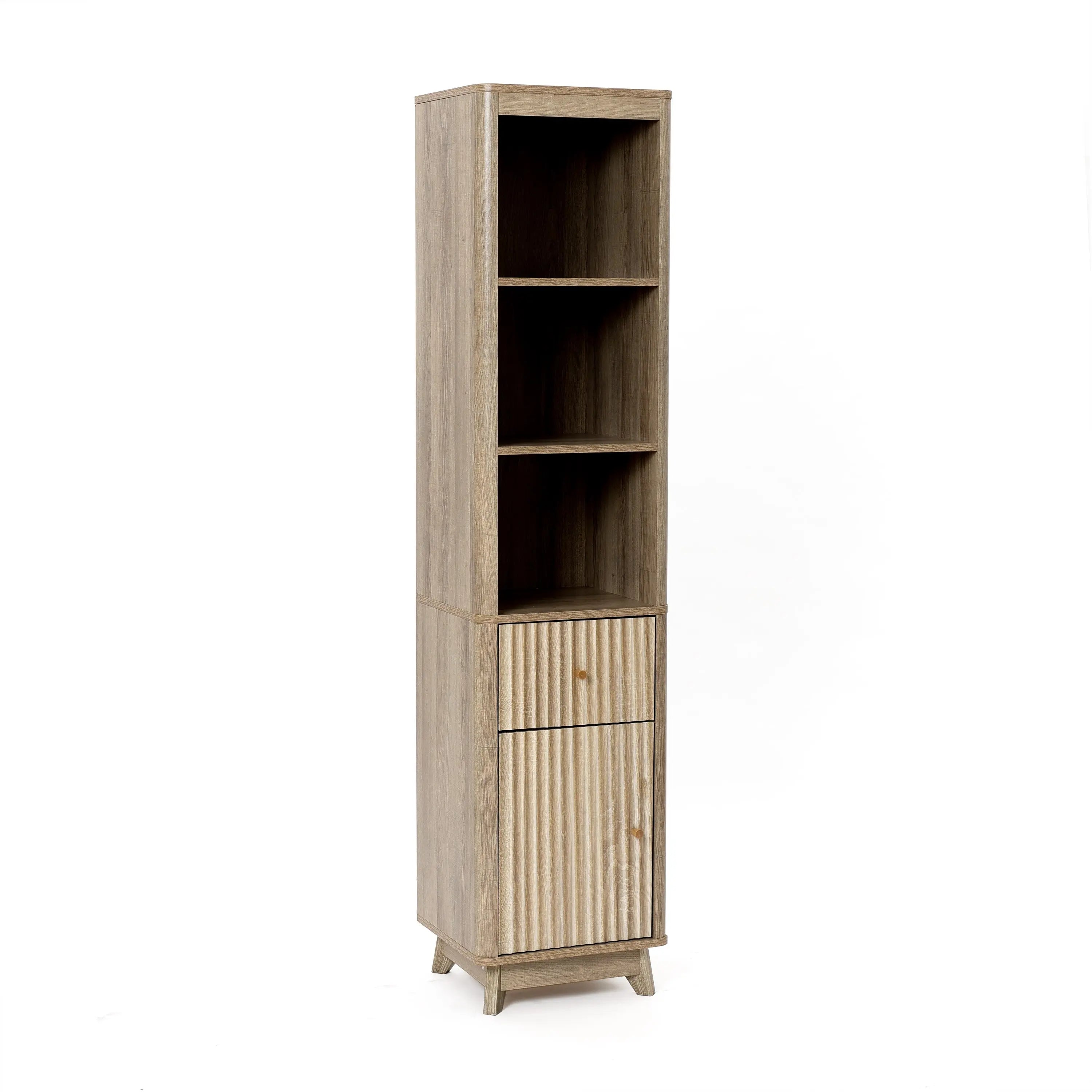 Priya natural finish wave linen cabinet - LuxenHome