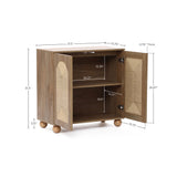 Natural Finish Engineered Wood storage Cabinet withRound Ball Legs, 16"