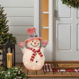 White Tinsel Frosted Snowman Holiday Snowman Decor, 2ft