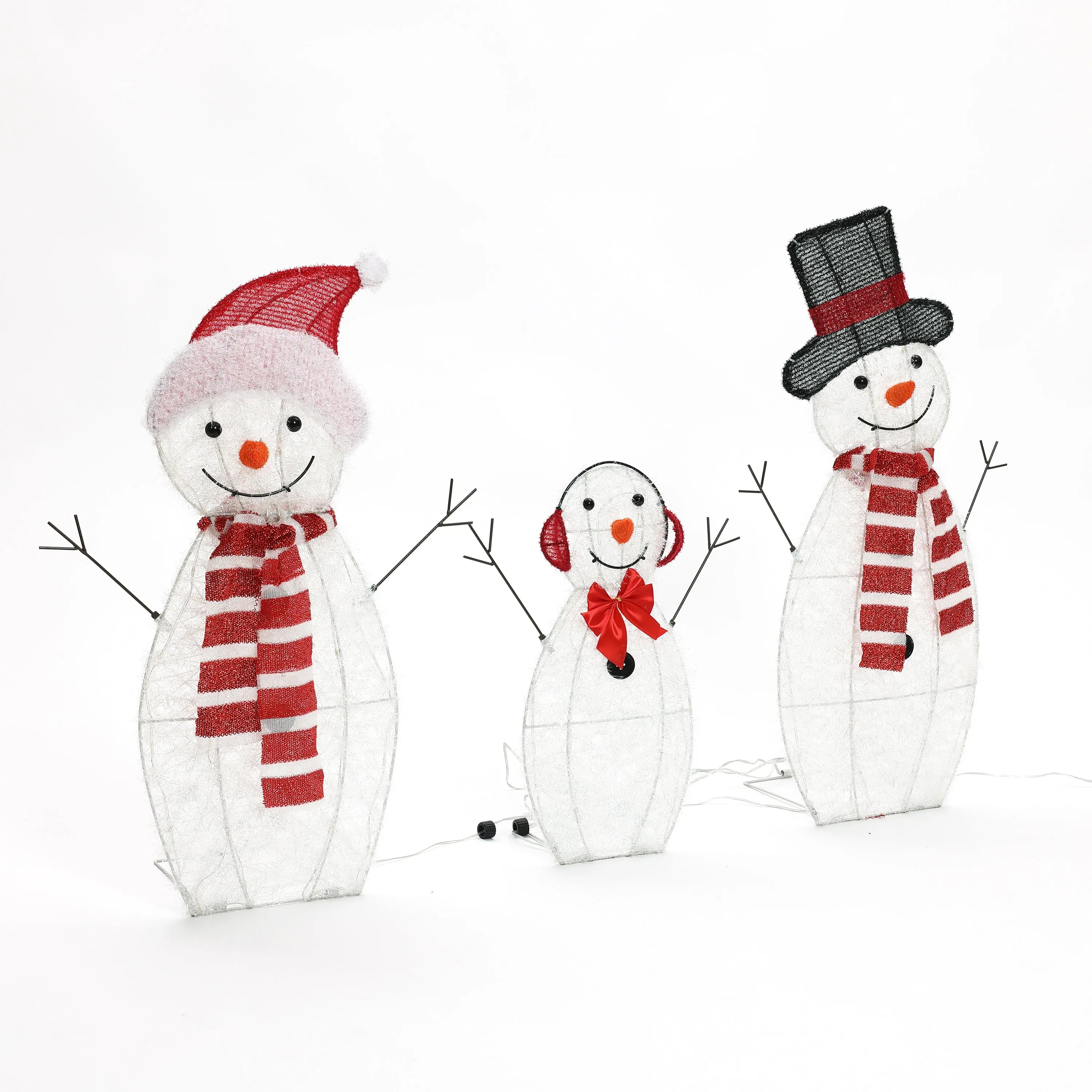 Christmas-Snowman-family-decorations-with-led-lights