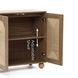 Natural Finish Engineered Wood storage Cabinet withRound Ball Legs, 16"