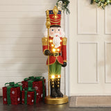 Christmas Soldier Nutcracker Decor with Scepter and Lights, 4ft