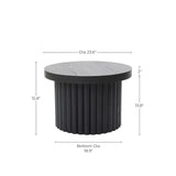 Bella Round Wood Fluted Coffee Table,Black 15.75''