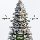 Pre-Lit Artificial Snow-Flocked Christmas Tree, 7.5ft
