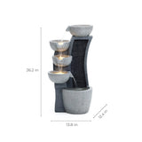 Modern cascading resin outdoor water fountain with LED lights - LuxenHome