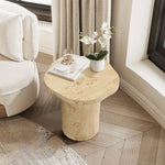 Rici burl wood finish round end table - LuxenHome