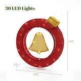 Bell lighted wreath outdoor christmas decoration, 1.9 ft tall - LuxenHome