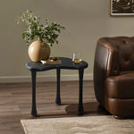 Black Wood Irregular Shape 19.9-Inch Tall Side Table - LuxenHome